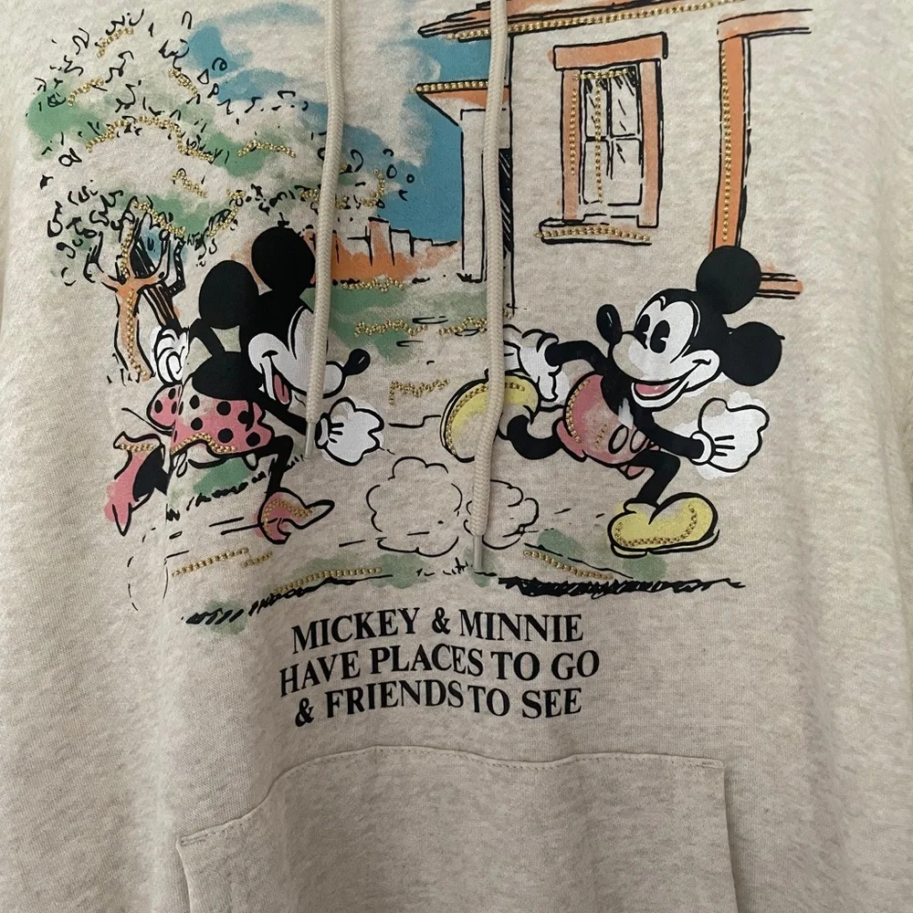 Disney Beige Mickey & Minnie Zip-Up Style Hoodie - Picture 2 of 5